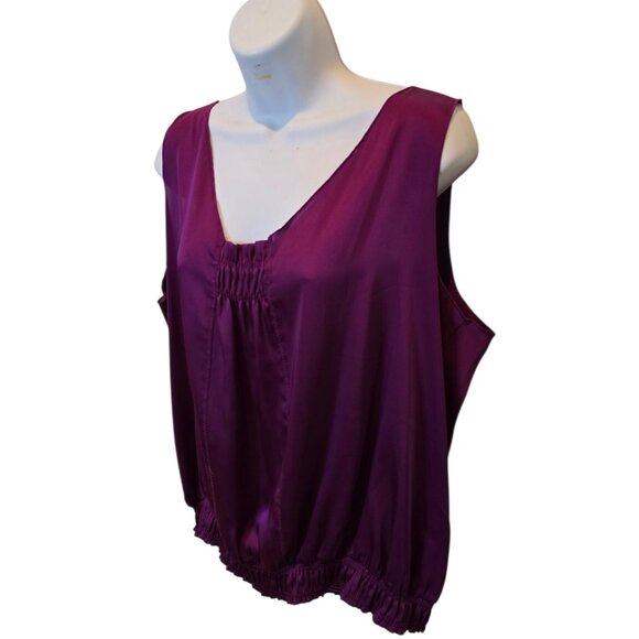 Apostrophe Purple Sleeveless V Neck Blouse Size XL - Picture 3 of 8